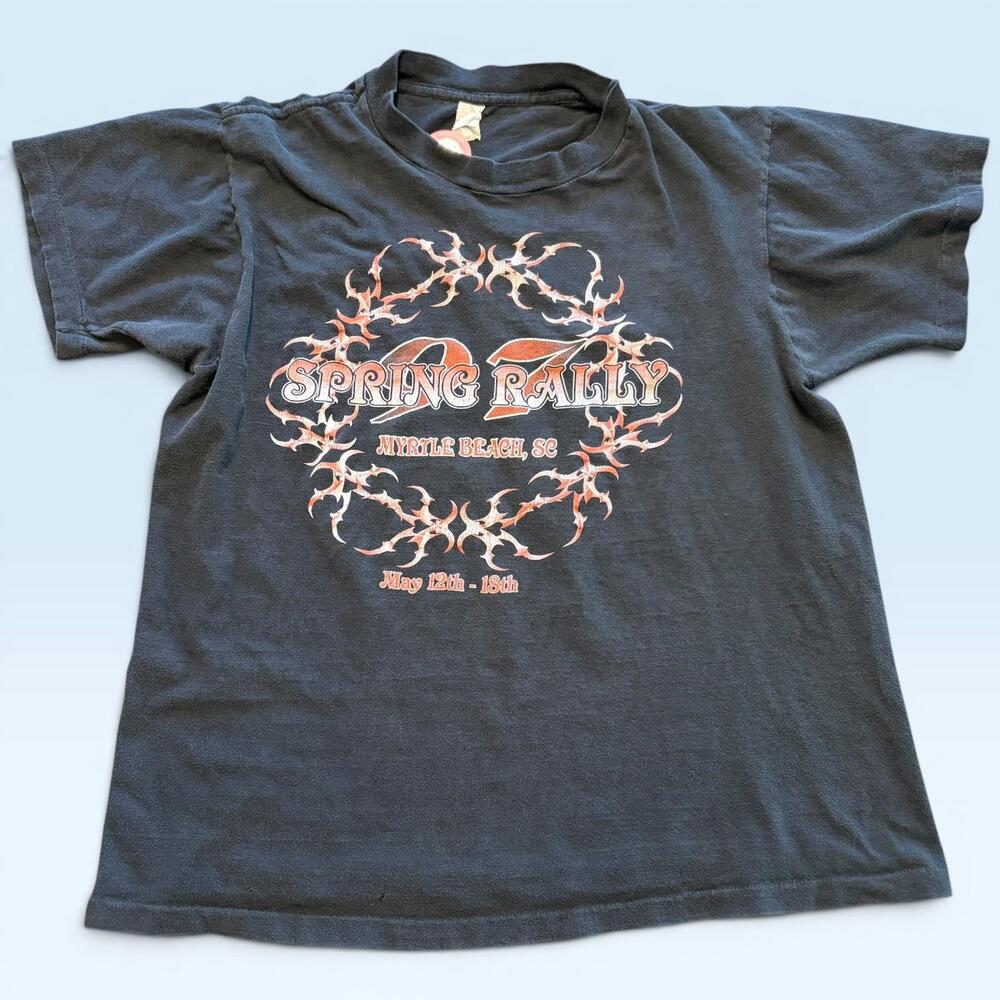 Vintage Spring Rally Myrtle Beach SC Shirt Mens Large Black Biker Tee T-Shirt